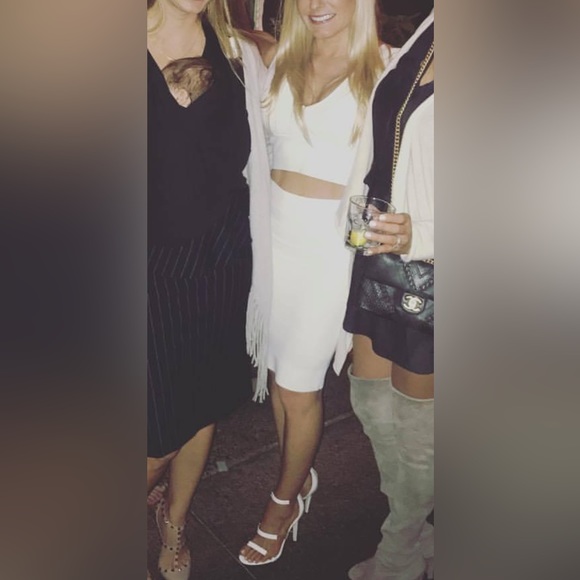 BCBGMAXAZRIA Bandage Bodycon Skirt Crop Top Set White Size Small - Picture 8 of 10